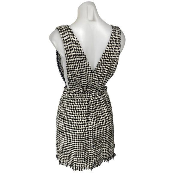Zara Black White Tweed Button Front Sleeveless Pinafore Vest Mini Dress Size S - Picture 3 of 5